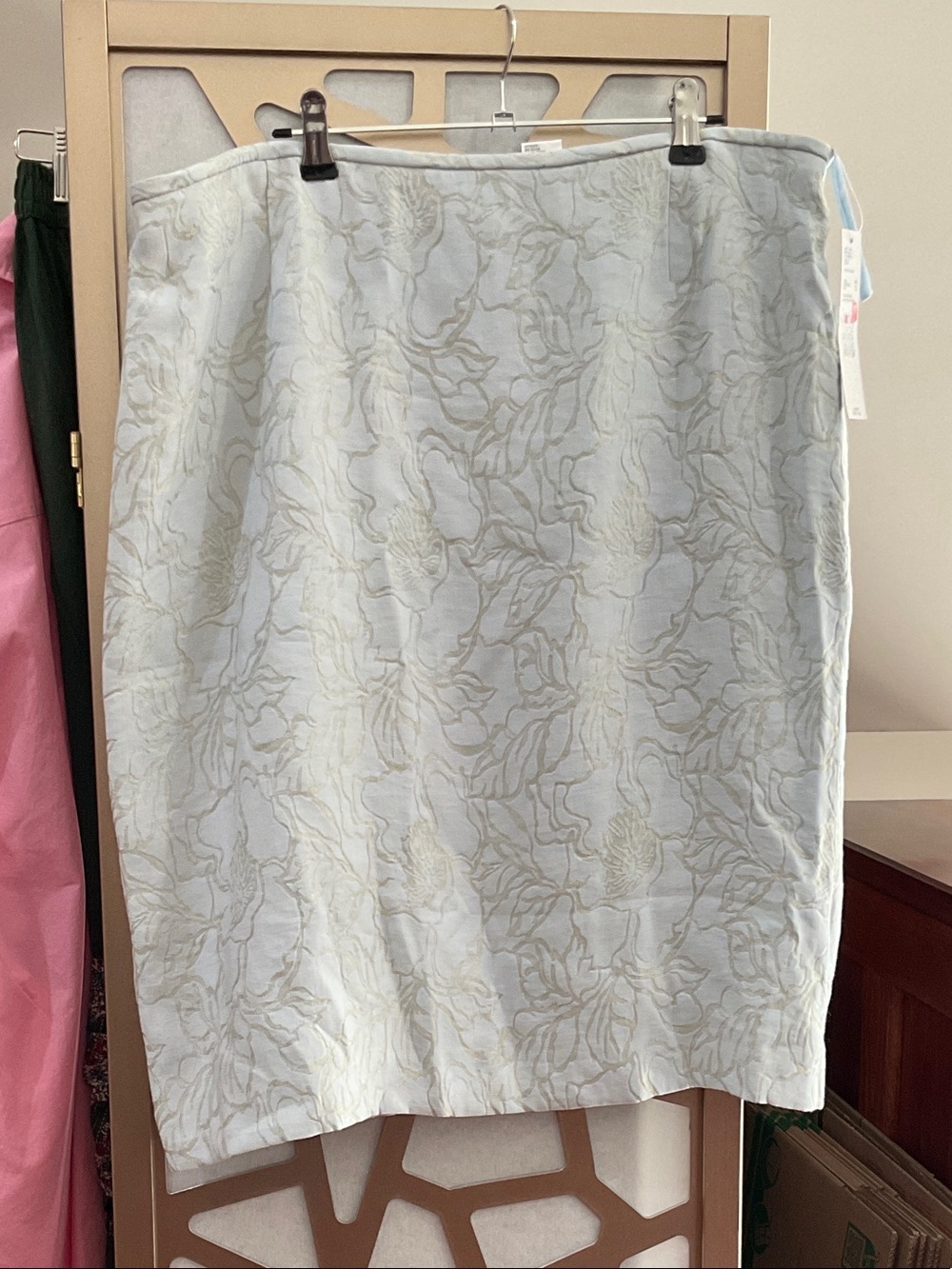 Preston & York Pale Blue Floral Jacquard Pencil Skirt